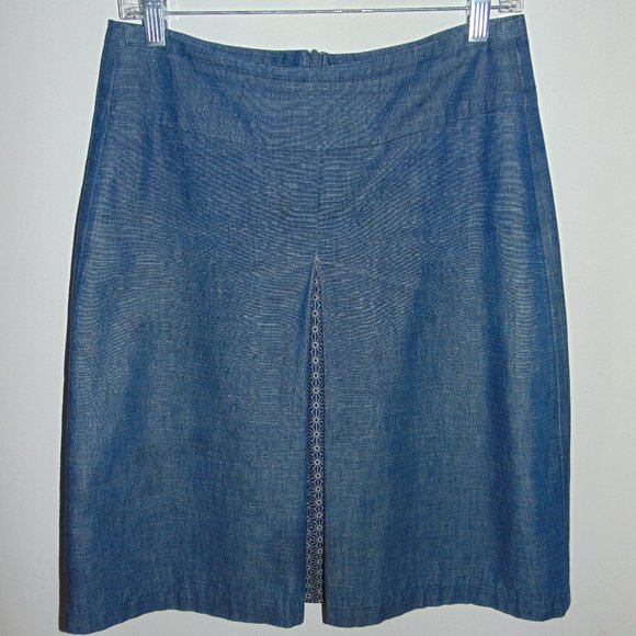 German Designer Von-Ostendorf.de Denim Look Woven Cotton Inverted Pleated Skirt - Picture 1 of 5